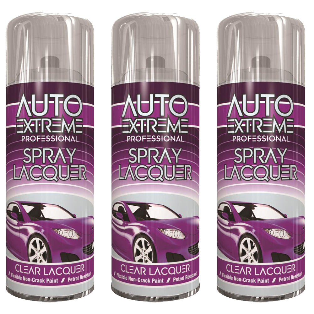 3X Auto Extreme Clear Lacquer Spray 400ml Spray Paint