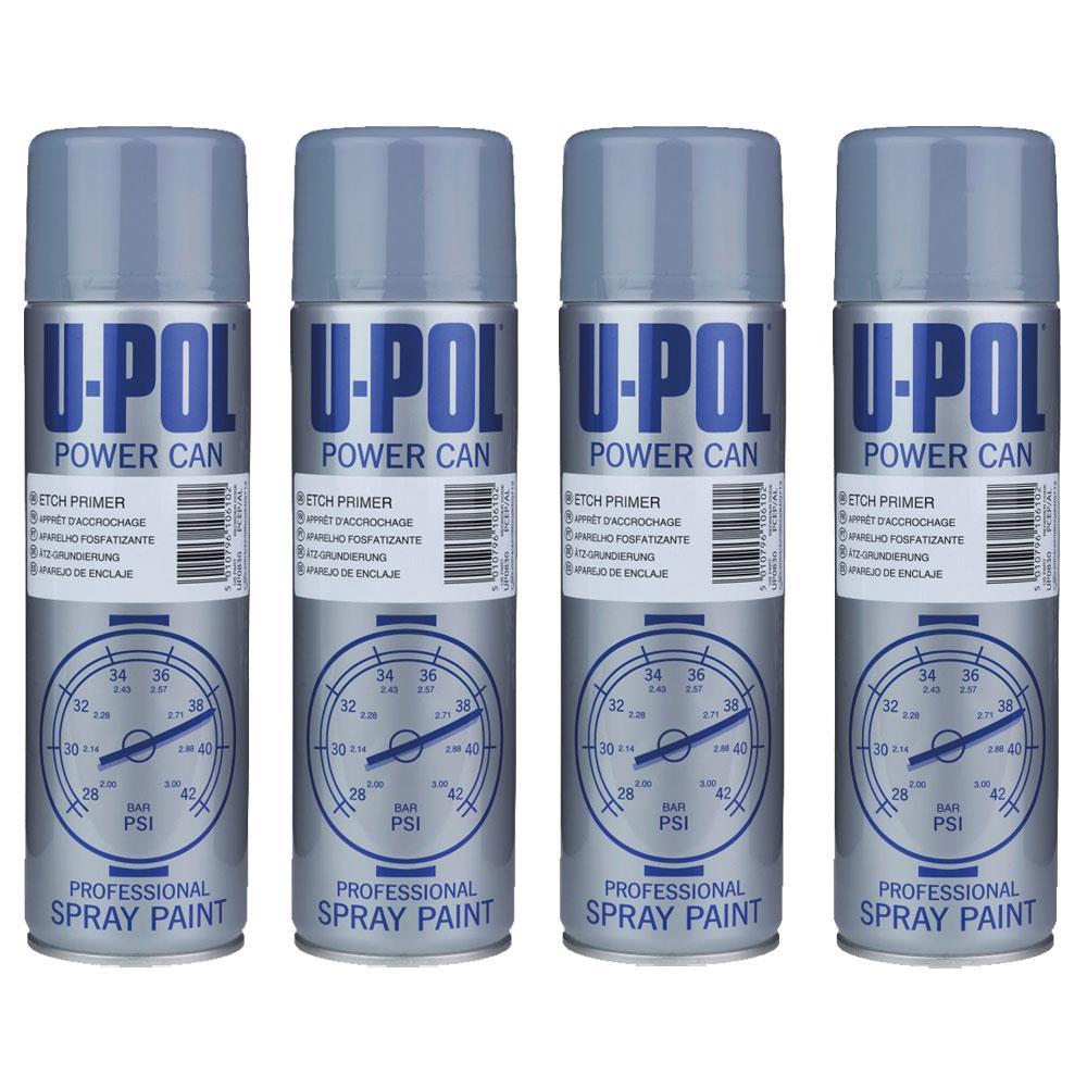 4X Upol Power Can Etch Primer High Build Aerosol Spray 500ml Spray Paint