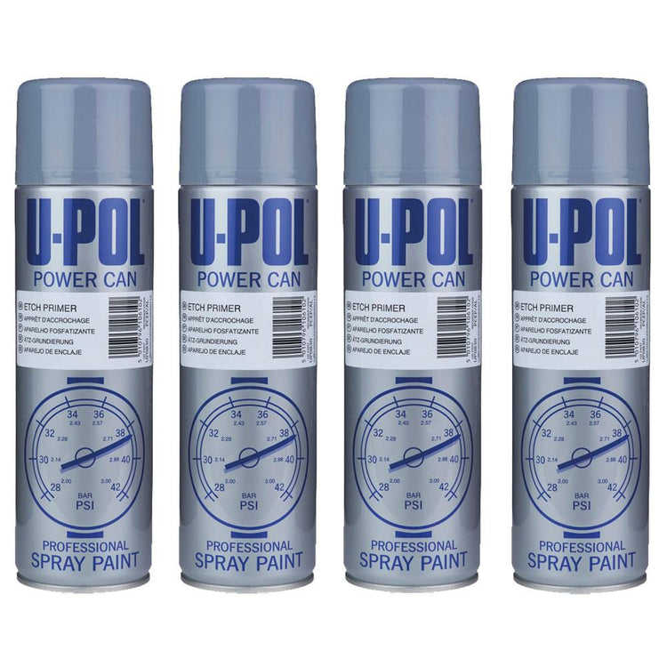 4X Upol Power Can Etch Primer High Build Aerosol Spray 500ml Spray Paint