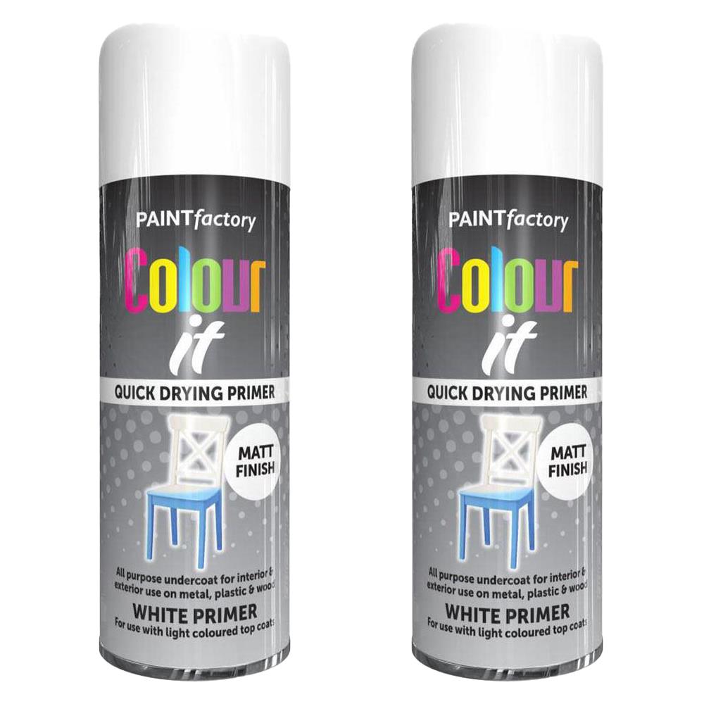 2X Paint Factory White Primer Spray Paint 400ml Spray Paint