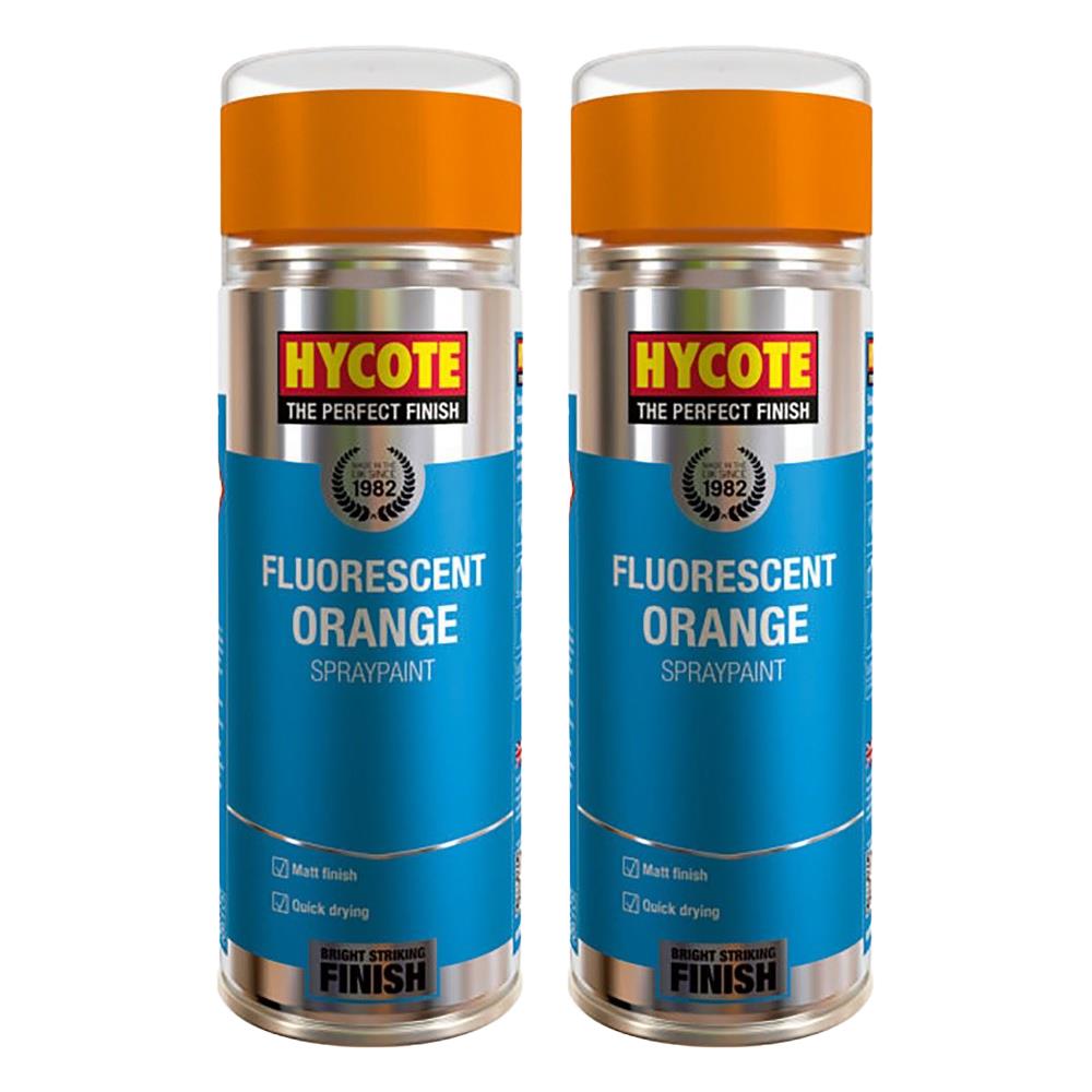 2X Hycote Fluorescent Orange Spray Paint 400ml Spray Paint