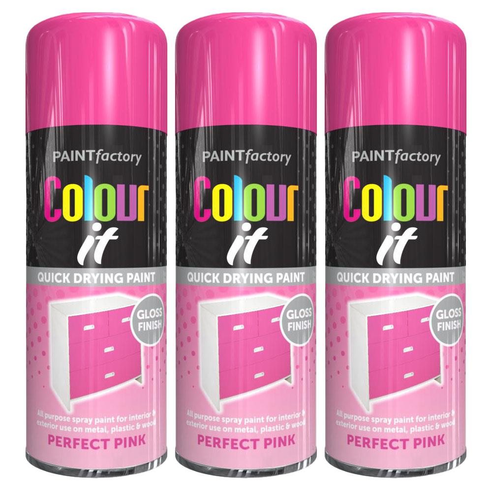3X Paint Factory Pink Gloss Spray Paint 250ml Spray Paint