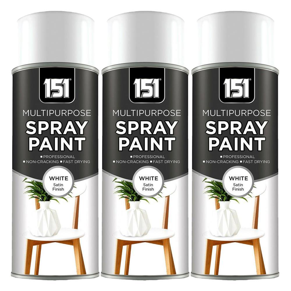 3X 151 White Satin Spray Paint 400ml Spray Paint