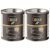 2X Paint Factory Black Matt Tin Paint 300ml Tin Paint