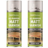 2X Paint Factory Clear Matt Varnish Spray 400ml -