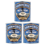 3X Hammerite Smooth Cream Paint 750ml Tin Paint