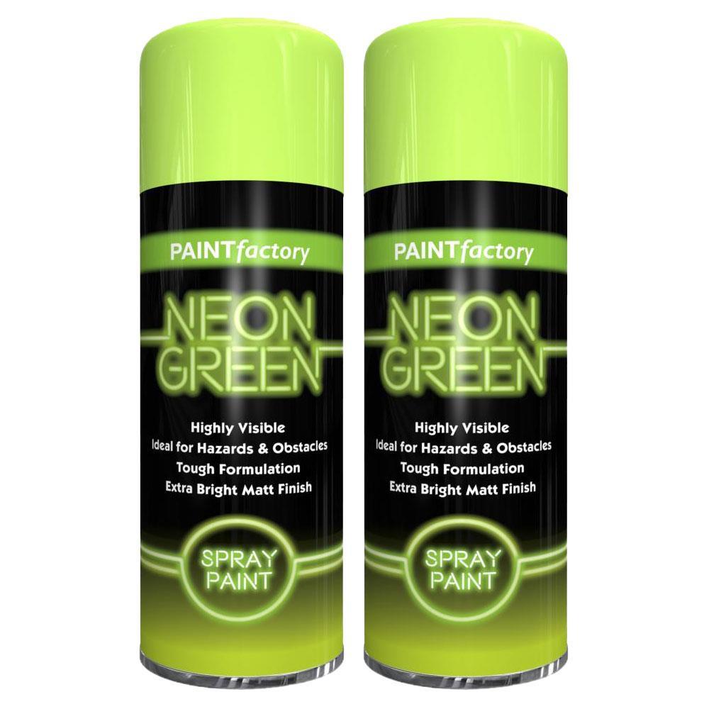 2X Paint Factory Neon Green Spray Paint 400ml Spray Paint