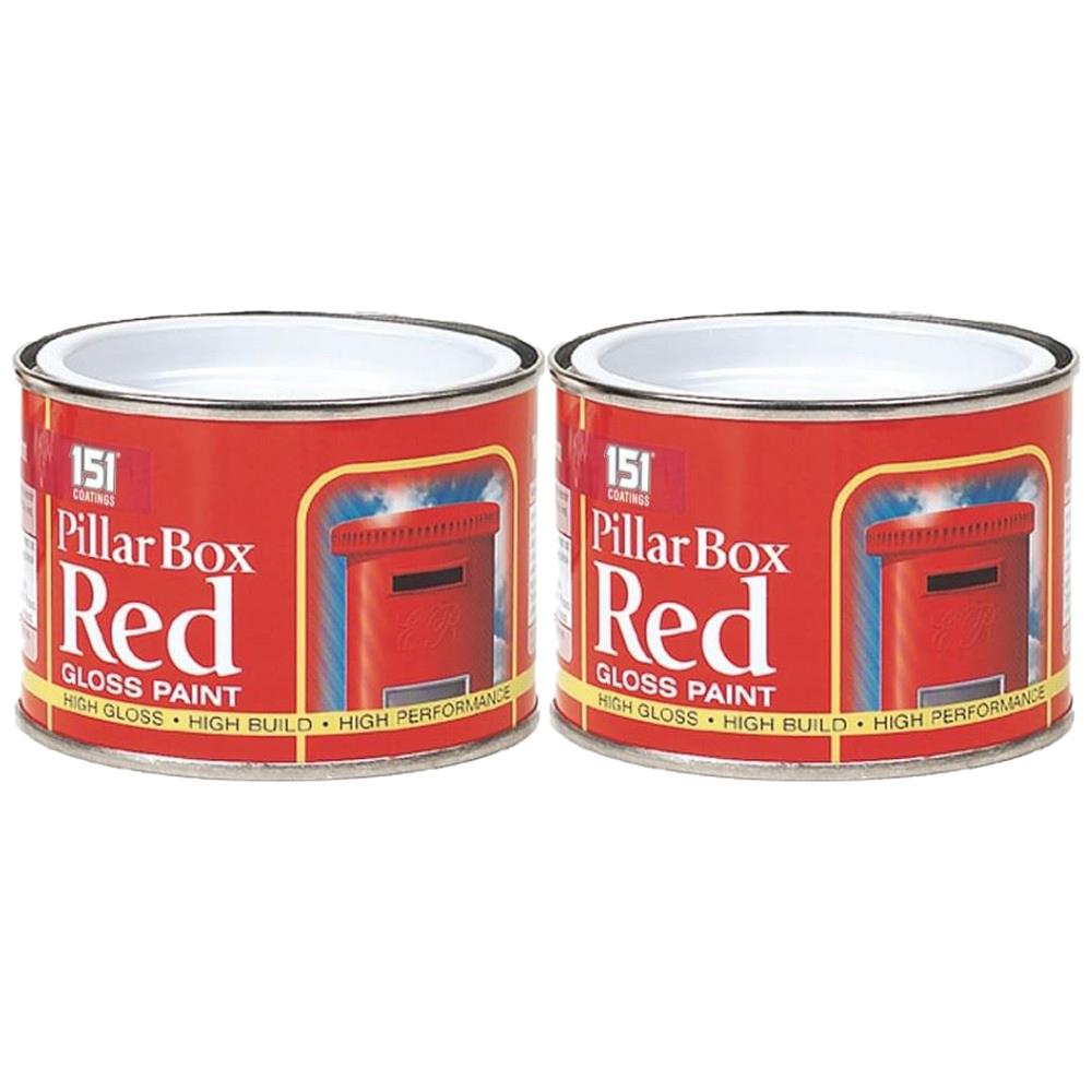 2X Pillar Box Red Paint Tin 180ml Tin Paint