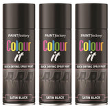 3X Paint Factory Black Satin Spray Paint 400ml