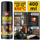 Matt Black High Temp 650°C 400ml Spray Paint