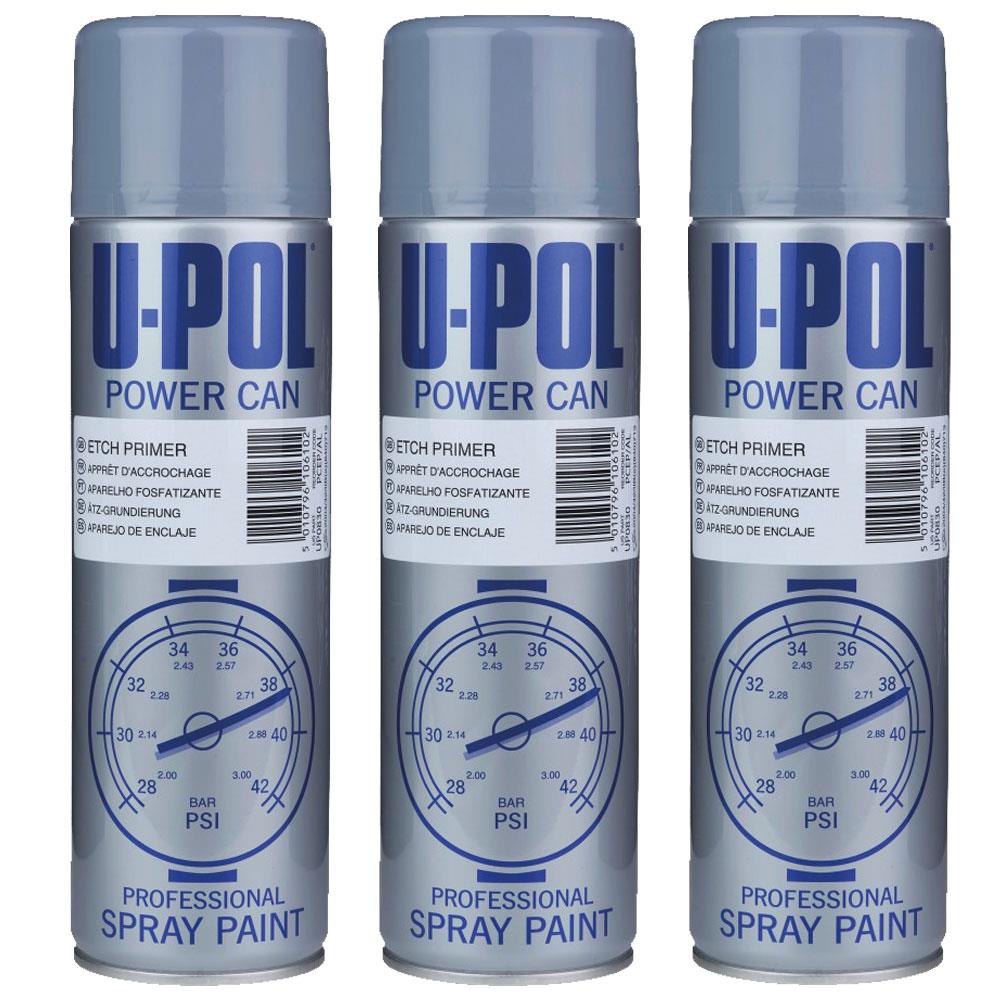 3X Upol Power Can Etch Primer High Build Aerosol Spray 500ml Spray Paint