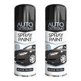 2X Auto Extreme Black Gloss Spray Paint 250ml Spray Paint