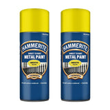 2X Hammerite Smooth Yellow Spray Paint 400ml Spray Paint