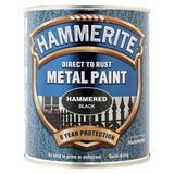 Hammerite Hammered Black Paint 750ml With 1" Paint Brush