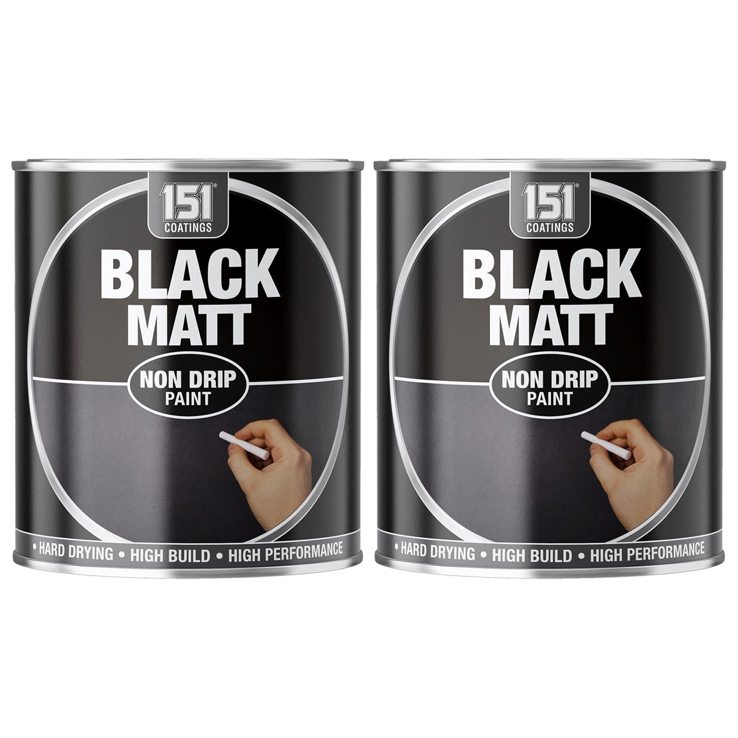 2X Matt Black Non-Drip Paint 300ml Tin Paint