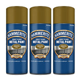 3X Hammerite Smooth Gold Spray Paint 400ml Spray Paint