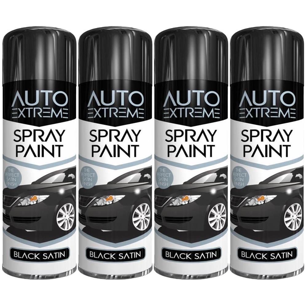 4X Auto Extreme Black Satin Spray Paint 250ml Spray Paint