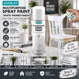 6X Overlay White Primer Matt Auto Professional Spray Paint 400ml