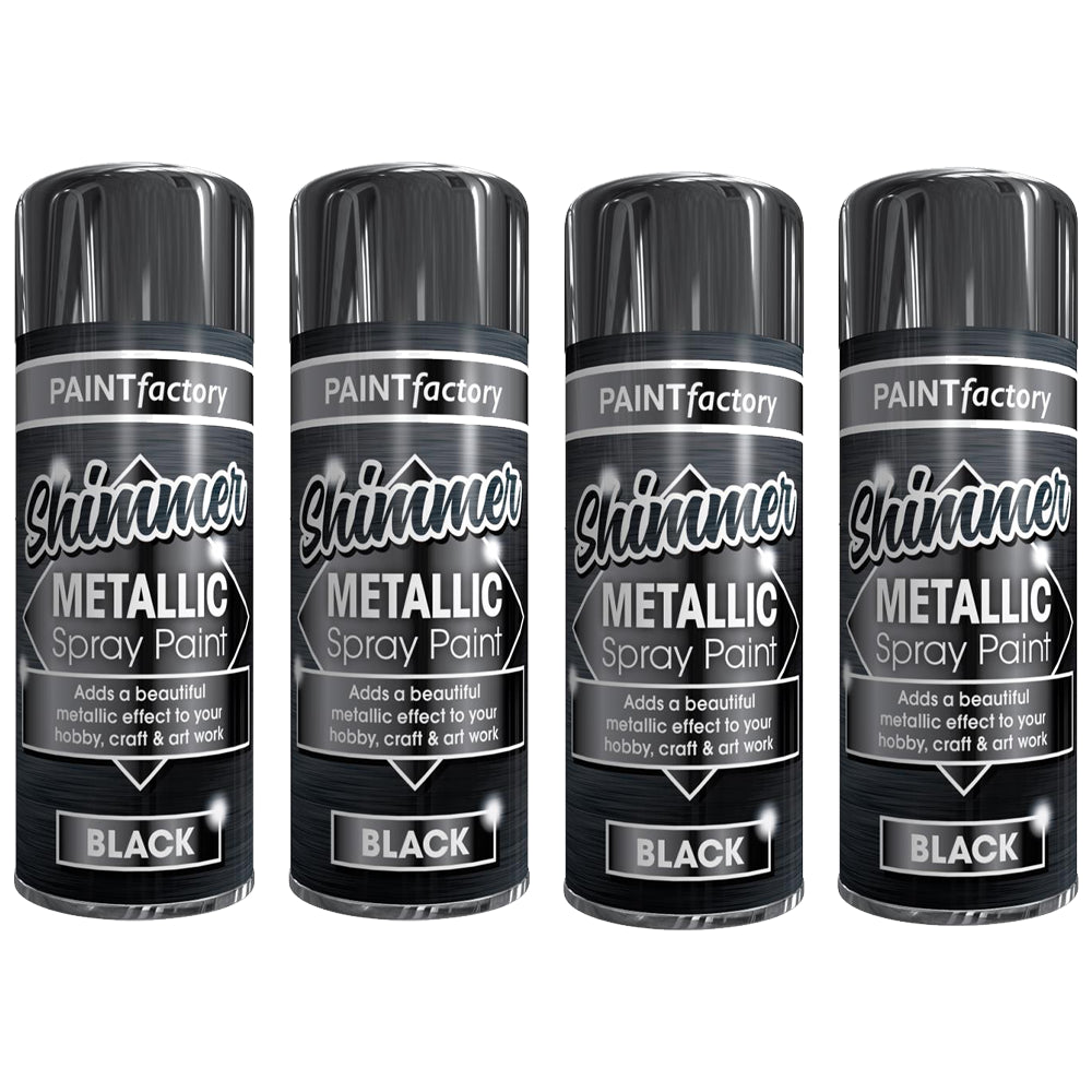 4X Paint Factory All Purpose Black Metallic Spray Paint 200ml Spray Paint