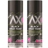 2X Auto Extreme Pro Satin Black Spray Paint 400ml
