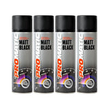 4X Promatic Matt Black Spray Paint 500ml Spray Paint