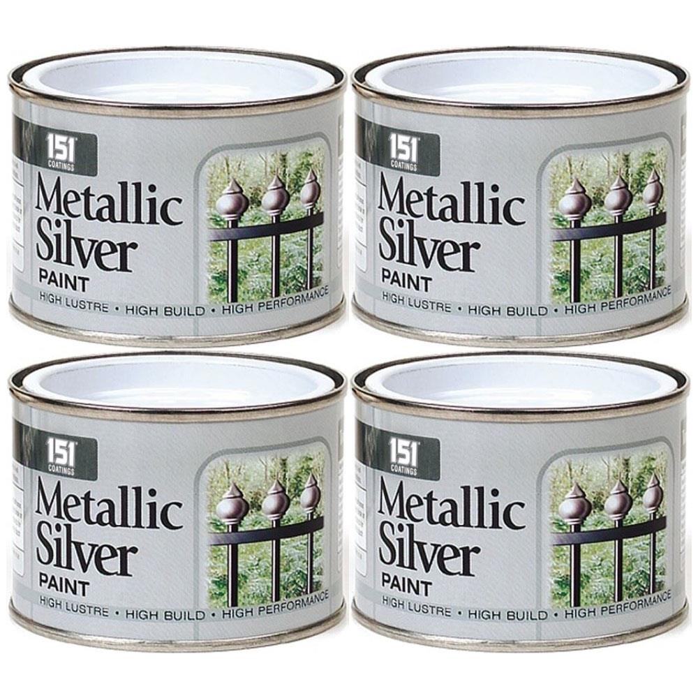 4X Metallic Silver Paint Tin 180ml Tin Paint