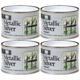 4X Metallic Silver Paint Tin 180ml Tin Paint