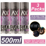 3X - Hi-Gloss Tyre Shine Spray 500ml Spray Paint