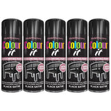 5X Paint Factory Black Satin Spray Paint 250ml Spray Paint