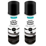 2X Overlay Gloss Black Auto Professional Spray Paint 250ml