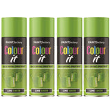 4X Paint Factory Lime Green Gloss Spray Paint 400ml