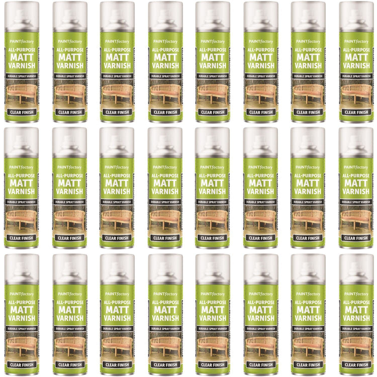 24X - Paint Factory Clear Matt Varnish Spray 250ml - 7127