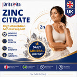 Brits Vita Zinc Citrate 500mg 365 Tablets Max Strength Immune Function Vegan UK