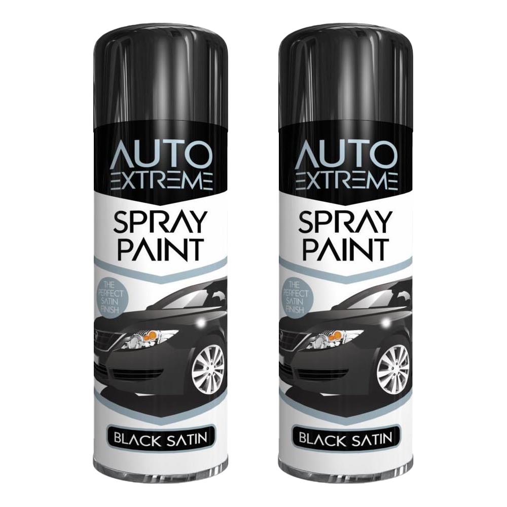 2X Auto Extreme Black Satin Spray Paint 250ml Spray Paint