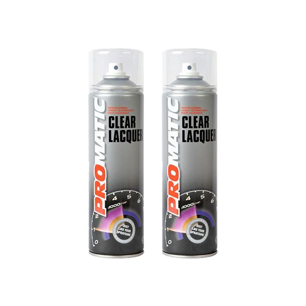 2X Promatic Clear Lacquer Spray Paint 500ml Spray Paint
