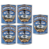 5X Hammerite Smooth Silver Paint 750ml Tin Paint