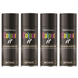 4X Paint Factory Black Matt Spray Paint 400ml