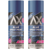 2X Auto Extreme Blue Gloss Spray Paint 400ml