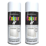 2X Paint Factory Antique White Gloss Spray Paint 400ml Spray Paint