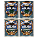 4X Hammerite Hammered Dark Green Paint 750ml Tin Paint