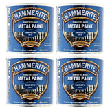 4X Hammerite Smooth Blue Paint 250ml Tin Paint