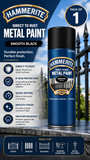 10X Hammerite Smooth Black Spray Paint 400ml