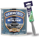 Hammerite Hammered Black Metal Paint 250ml With 1" Paint Brush