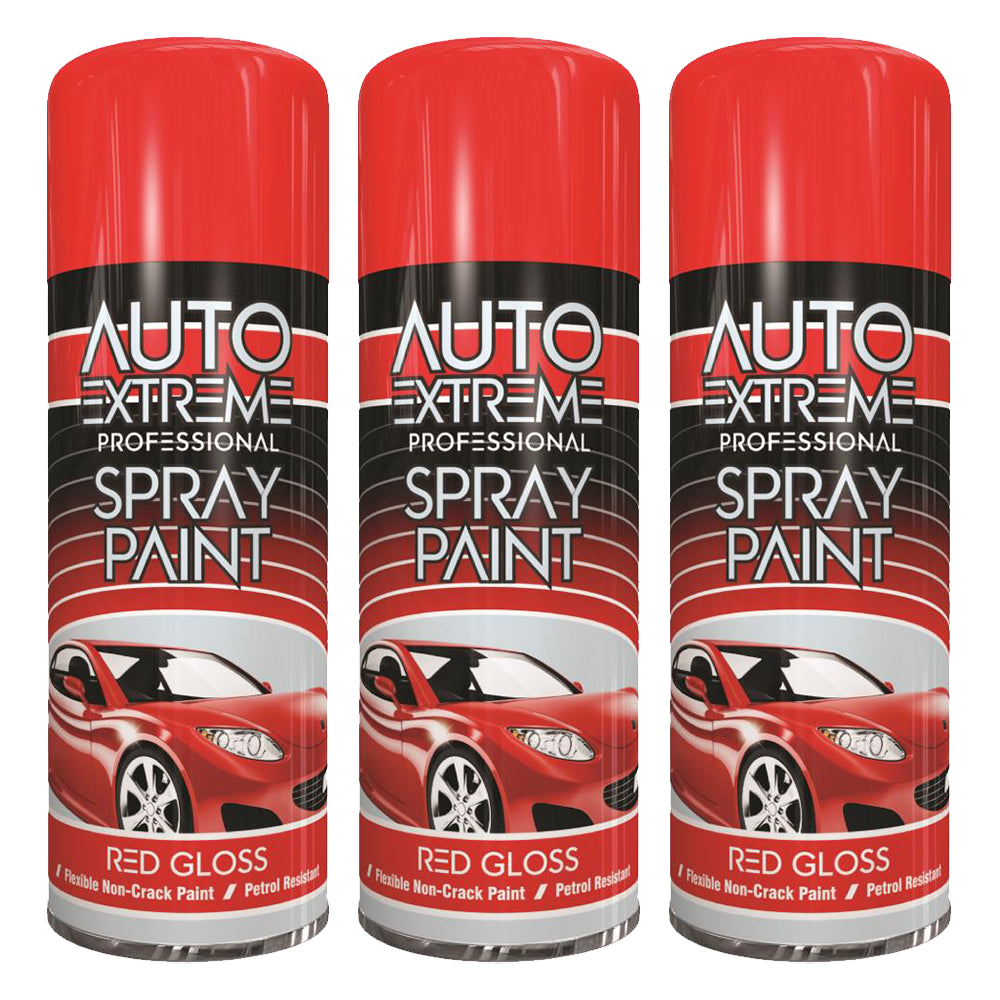 3X Auto Extreme Red Spray Paint 400ml Spray Paint