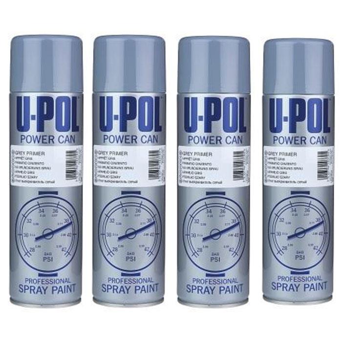4X Upol Power Can Build Grey Primer Aerosol Spray 500ml Spray Paint