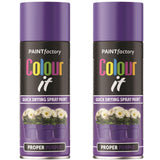 2X Paint Factory Proper Purple Gloss Spray Paint 400ml