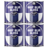 4X Navy Blue Gloss Non-Drip Paint 300ml Tin Paint