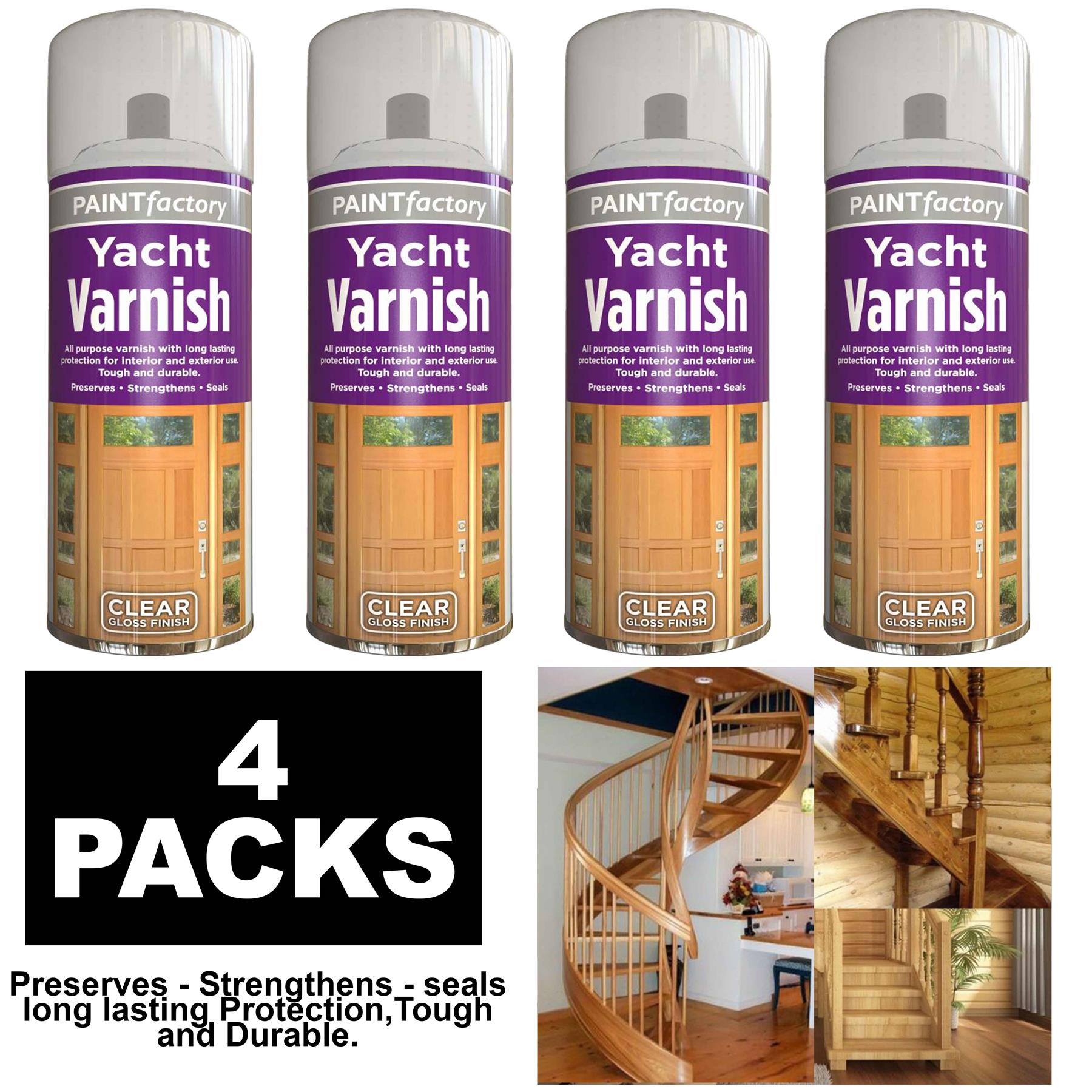 4X Clear Yacht Varnish Spray 250ml Spray Paint