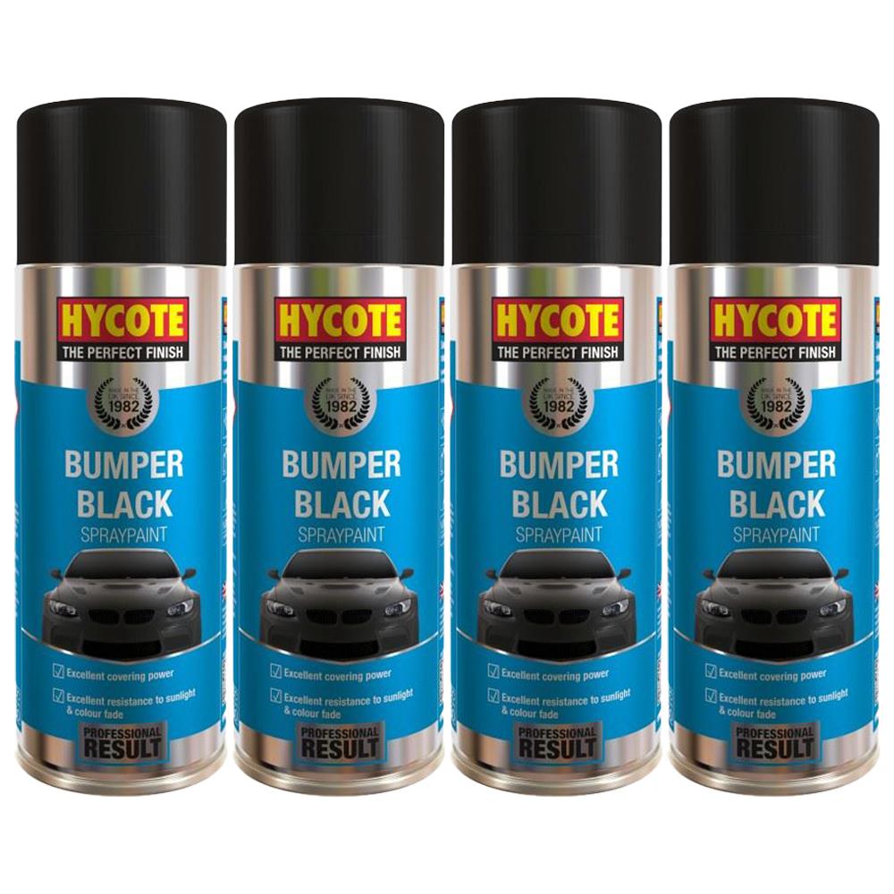 4X Hycote Bumper Paint Black Spray Paint 400ml Spray Paint