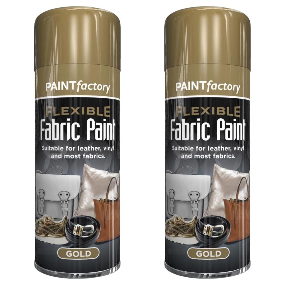 2X Paint Factory Gold Flexible Fabric & Vinyl Spray Paint 200ml Spray Paint